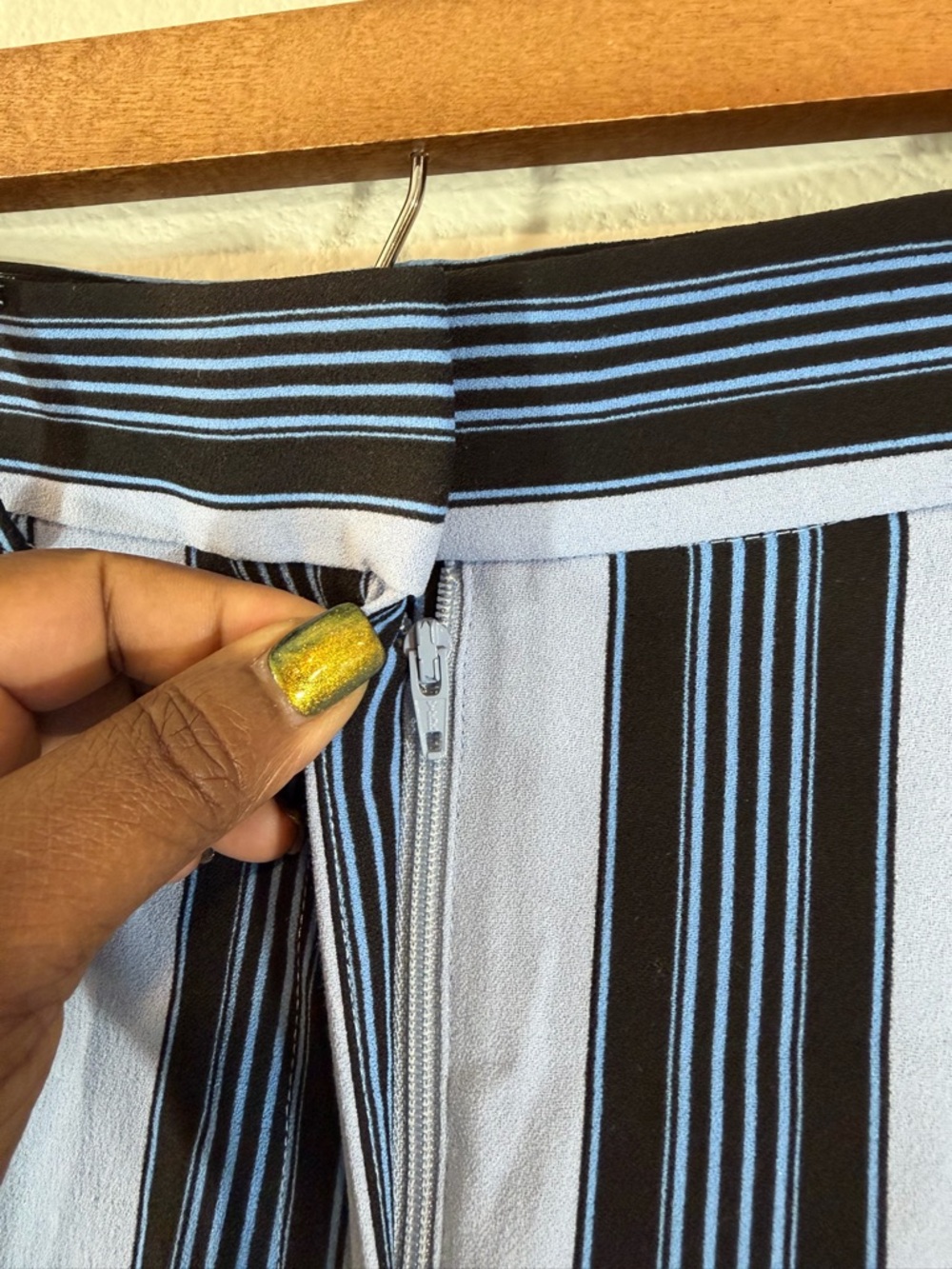 Loft Blue Stripe Wide Leg Pants Size 4T 4 Tall/Long Flat Front Trouser Casual - Picture 4 of 9